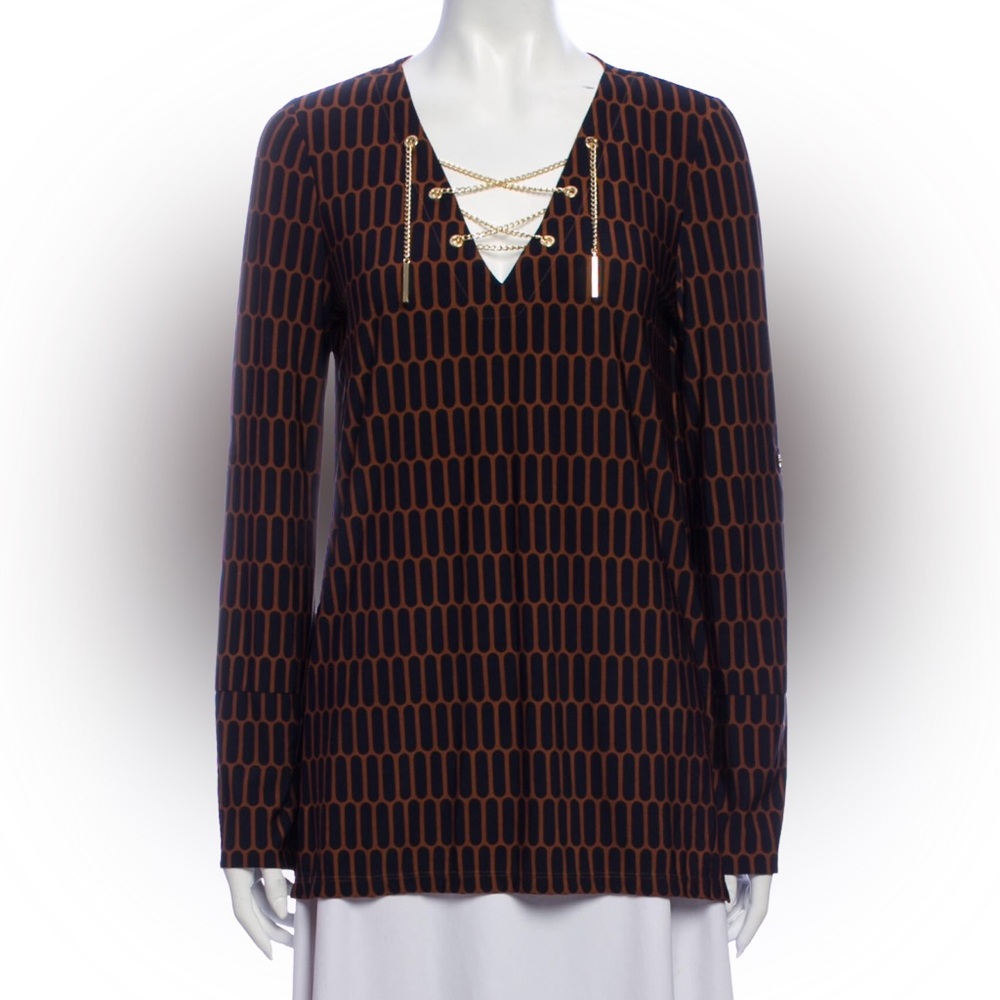 Michael Kors Chain-Link V-Neck Blouse